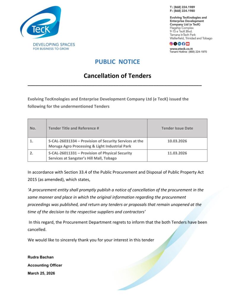 Public Notice: Cancellation of Tenders